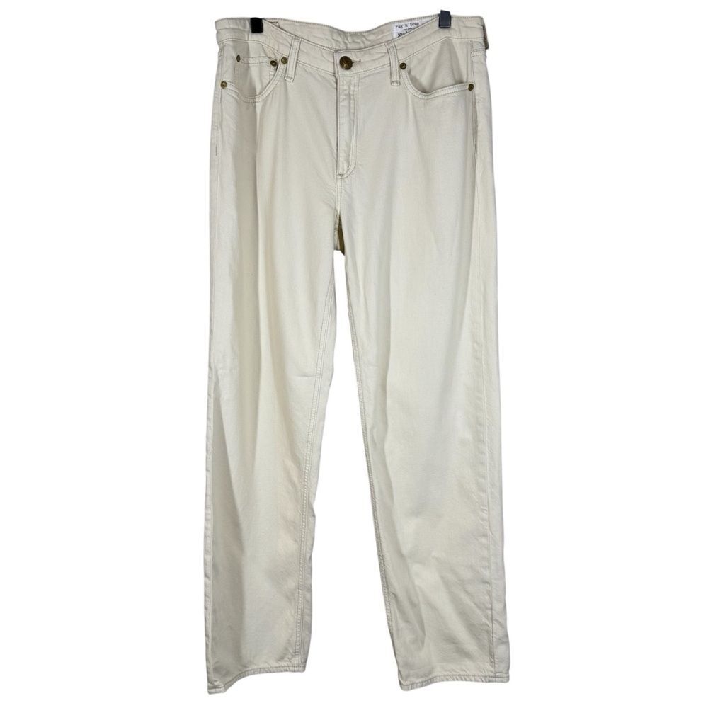 Rag & Bone Dre Low Rise Baggy Boyfriend Jeans Ecru Cream Denim Wide Leg Women 29